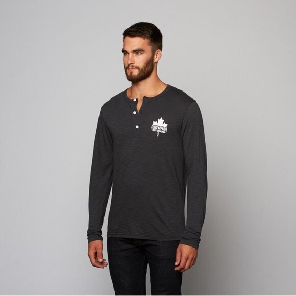 Mens Coho Apparel Logo Artisan Melange Henley Long Sleeve Shirt White Size Small - Picture 4 of 15